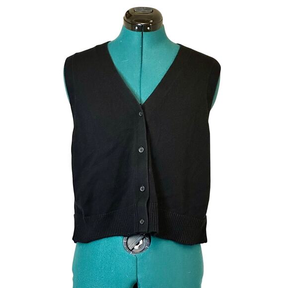 Rails Annika Jet Black Knit Sweater Vest Women’s Medium Cotton Wool Blend | Fall - Picture 7 of 10